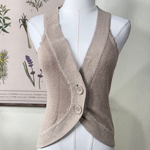 Charlotte Russe Jackets & Blazers - Vtg 90s Y2k Gold Metallic Knit Button Up Vest Fairy Grunge Trashy McBling S M